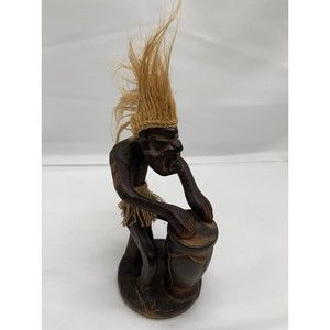 Hand Carved Wooden Primitive Tribal Drum (SKUQM067)